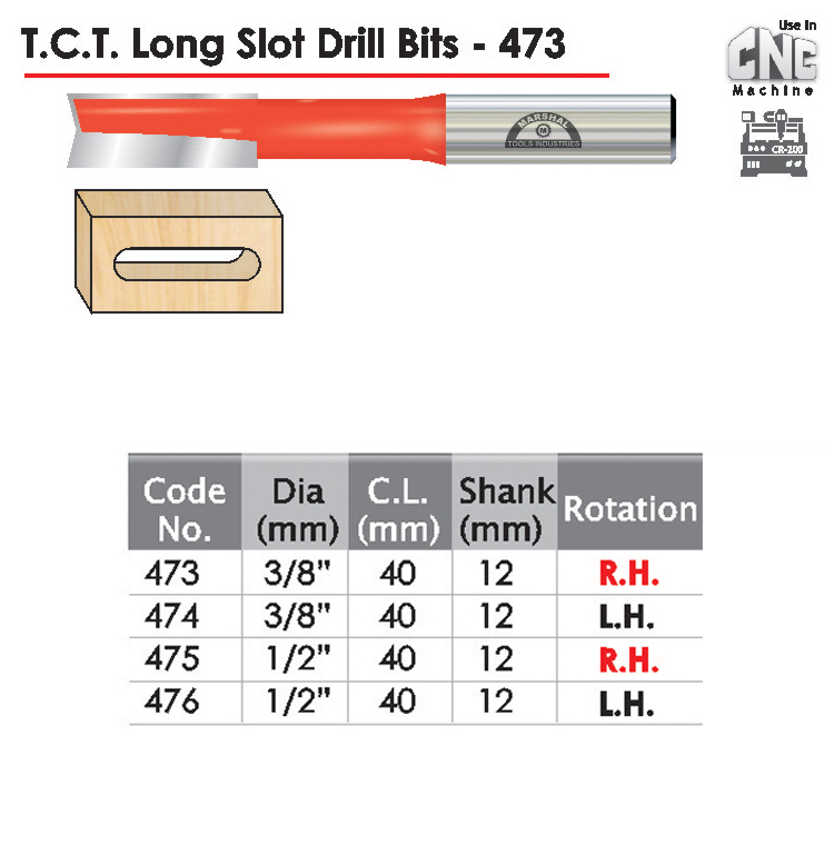 TCT Long Slot Drill Bit