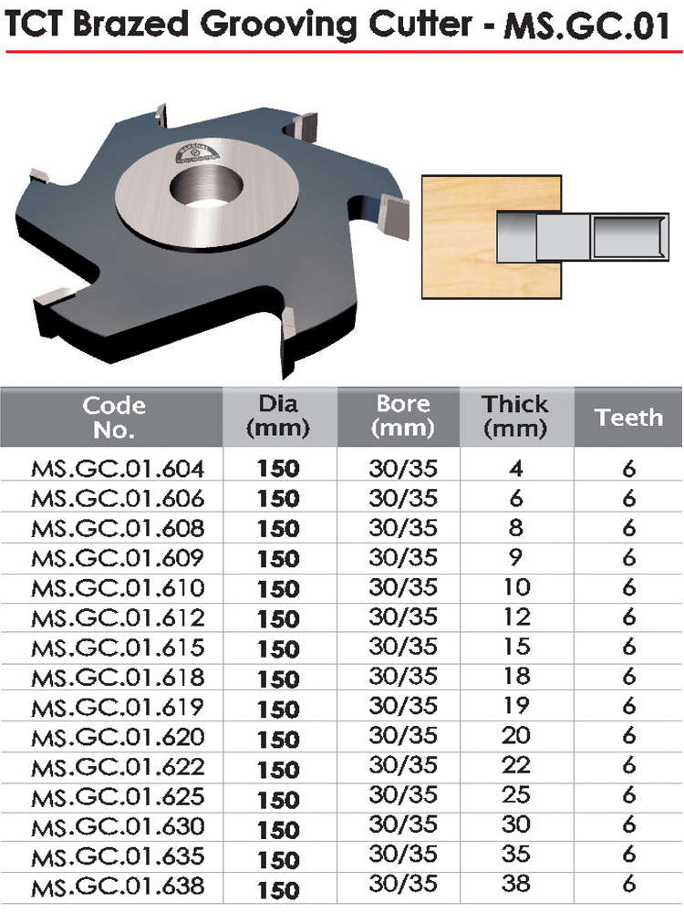 TCT Brazed Grooving Cutter - MS.GC.01